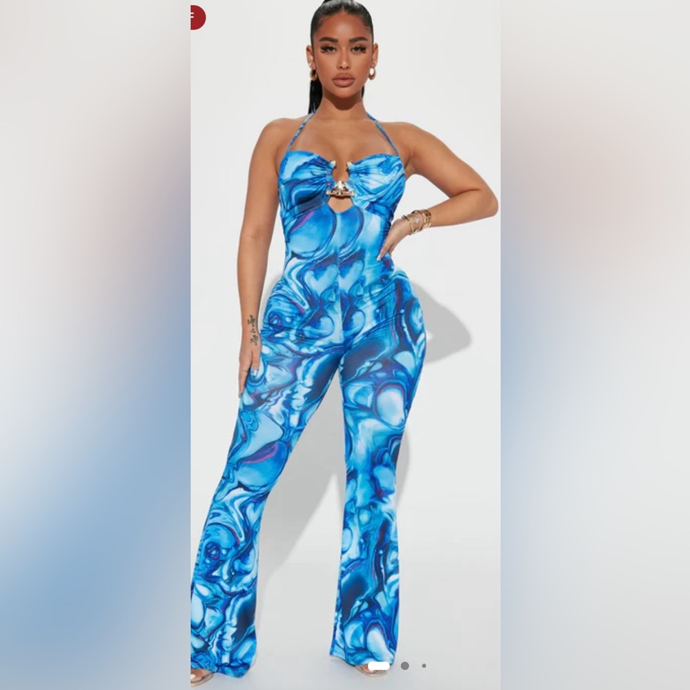 Sexy Blue Marble Jumpsuit